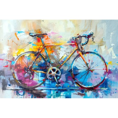 Gekleurde fiets schilderij